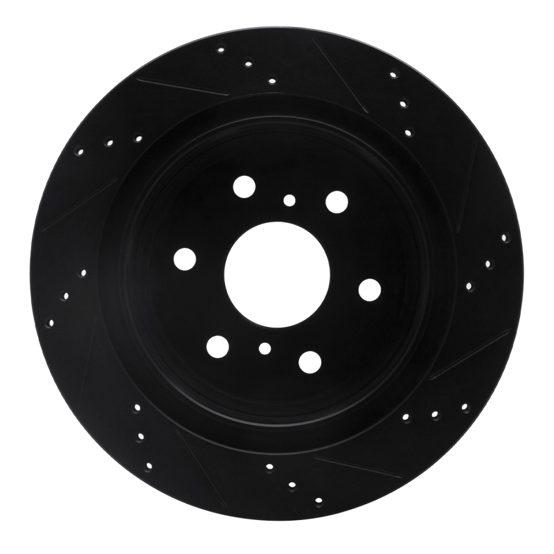 Cadillac Escalade Brake Rotor (1) - Rear Left - R1 Concepts - Drilled & Slotted - Black - `07-`20